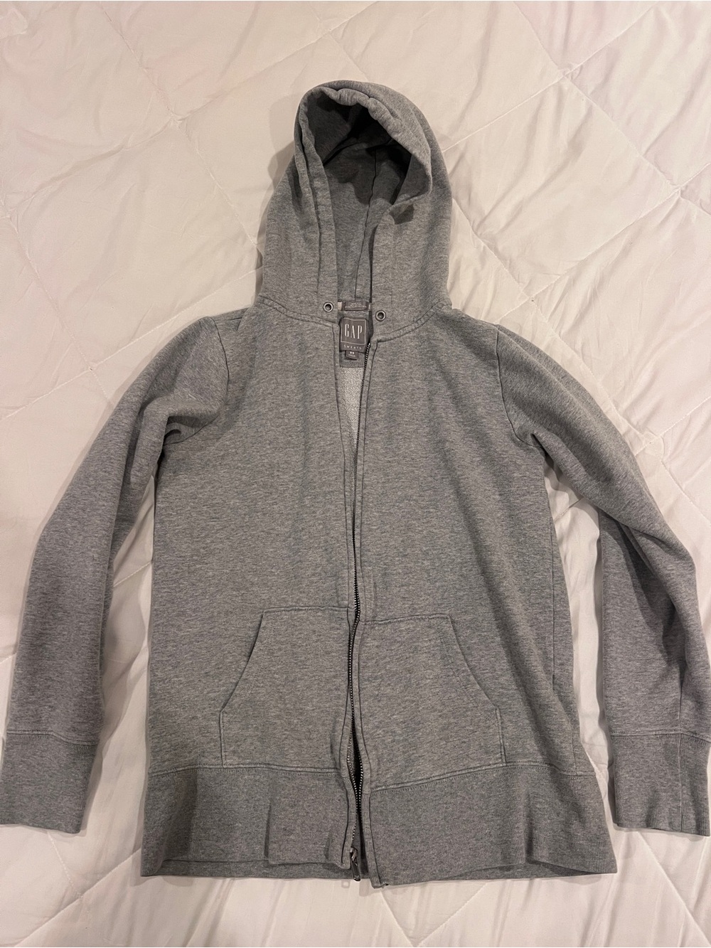 GAP Women's Light Gray Full-Zip Hooded Jacket